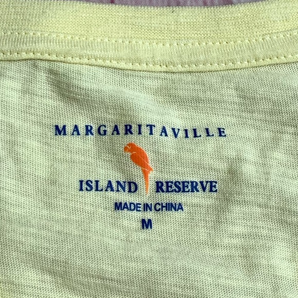 💵Margaritaville Yellow VNeck Long Sleeve Tee with Pink Accents Size Medium - Picture 7 of 9